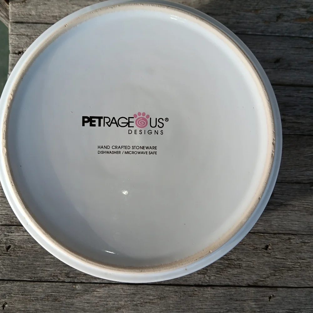 Petrageous Ceramic Dog Bowl~Country Blue~7 in×2 1/2 in